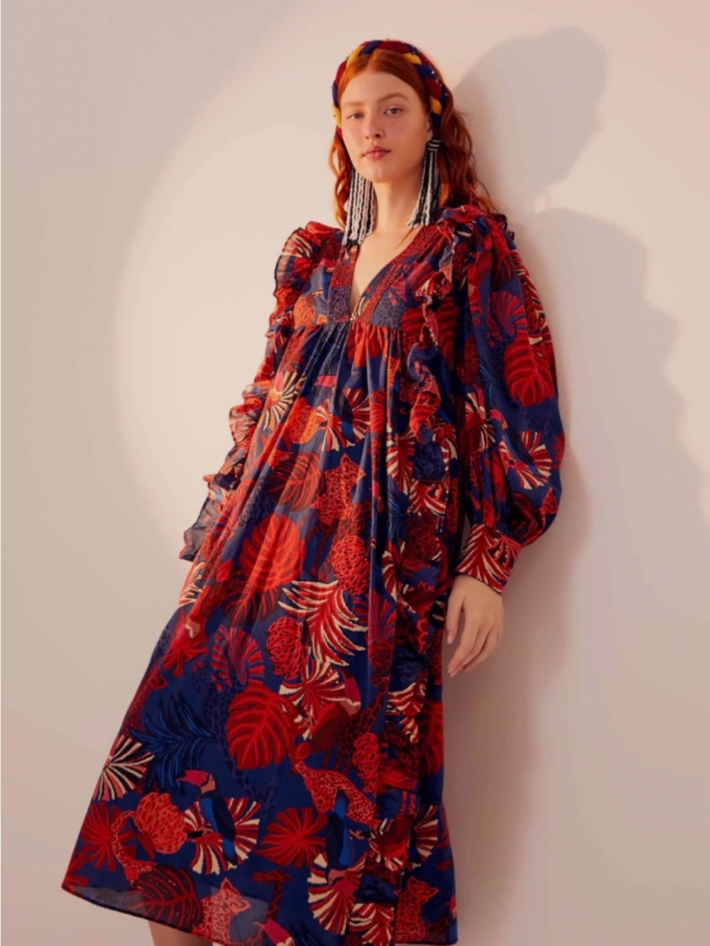 FARM RIO Animal Tapestry Midi Dress